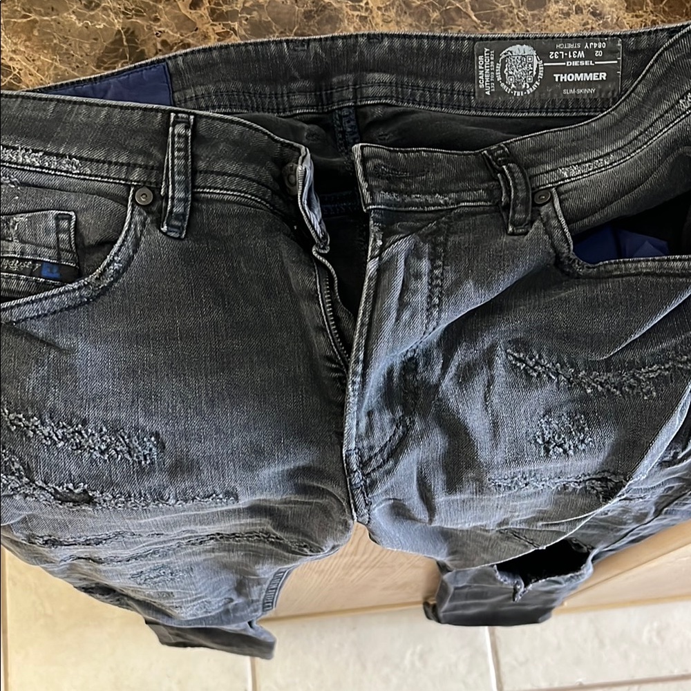 Distressed Black Jeans Diesel